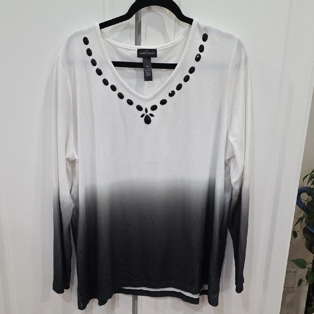 Elegant Ombre Blouse with Bead Accents